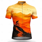 abordables Maillots Hombre-Hombre Maillot de Ciclismo Ombre Manga Corta Bicicleta Maillot Camiseta con 3 bolsillos traseros Resistente a los rayos UV Secado rápido Con bolsillos Cremallera delantera Deportes Amarillo Rojo Azul