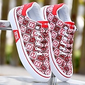 preiswerte Lässige Sneakers-Bedruckte Herren-Sneaker aus Canvas mit Schnürung, lässige Retro-Sneaker mit niedrigem Schaft für Streetwear, Musikfestivals, Reisen und den Alltag