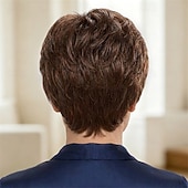 economico parrucca più vecchia-Parrucca corta biondo cenere con taglio pixie e radici scure - capelli sintetici testurizzati a strati per donna, parrucca affusolata e di tendenza per l'uso quotidiano.