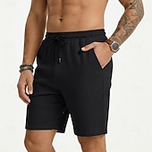 cheap Casual Shorts-Men's Shorts Summer Shorts Beach Shorts Casual Shorts Jacquard Pocket Elastic Waist Plain Comfort Breathable Knee Length Outdoor Beach Vacation Vacation Fashion Khaki Black Micro-elastic