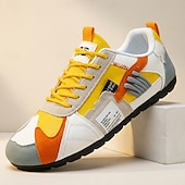 voordelige Casual Veterschoenen-Lage sneakers met kleurblokken voor heren, casual wandelschoenen met vetersluiting, retro sportstijl voor op reis, buitenactiviteiten en dagelijks gebruik.
