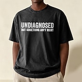 baratos Camisetas de Humor Sarcástico-Camiseta masculina engraçada e sarcástica, sem diagnóstico, mas com algo errado, 100% algodão, lavagem ácida, tecido pesado, manga curta, estampa DTG, gola redonda, moda para o dia a dia e feriados.