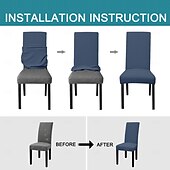 abordables Funda para silla de comedor-Fundas para sillas de comedor de 4/6 piezas, ajustables, elásticas y universales, tipo Parsons, con protectores de asiento extraíbles y lavables a máquina.
