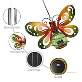 voordelige Pathway Lights &amp; Lanterns-Set van 2 hangende lantaarns op zonne-energie met vlindermotief, waterdichte metalen tuindecoratie met lichtslingers. &amp;Lente vleugels, groene vlinder solar lantaarns voor terras, tuin, veranda,