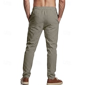 abordables Fondos-Medieval Renacimiento Pantalones Vikingo Tejido con 95% de mezcla de lino Plano Disfraz Hombre Víspera de Todos los Santos Carnaval Rendimiento LARP Feria Ren Adulto Pantalones