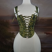 ieftine Topuri-Medieval Renascentist Cottagecore Corset Corsaj Zana Cu Șiret Pictură în Ulei Costume de fancy Pentru femei Fantezie Halloween Carnaval Casul / Zilnic Târgul Renașterii LARP Adulți Corset Primavara