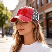 preiswerte U.S. 250. Jahrestag-Bold Freedom Ponytail Cap, patriotische Baseballkappe mit Used-Look und amerikanischer Flagge für Damen, Trucker-Cap aus gewaschener Baumwolle, verstellbarer Sonnenhut mit Klettverschluss zum 250.