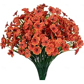 ieftine Flori Artificiale-12 pachete flori artificiale rezistente la UV, plante de exterior, care nu se decolorează, arbuști artificiali din plastic, flori artificiale de mătase, jardinieră, verandă, decorațiuni interioare