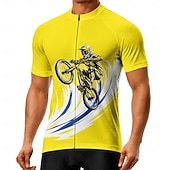voordelige Heren shirts-Heren Wielrenshirt Tekenfilm Korte mouw Fietsen Shirt Kleding Bovenlichaam met 3 achterzakken UV-bestendig Sneldrogend Met zakken Rits Aan De Voorzijde Sport Geel Kleding