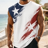  Men's 250th Anniversary Patriotic American Flag 1776 2026 Sleeveless T Shirt Crew Neck Summer Street Top