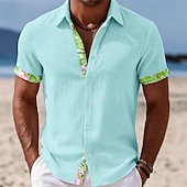 cheap Tropical Plants-Men's Coconut Tree Tropical Plants Shirt Summer Hawaiian Shirt Tropical Shirts Short Sleeve Hawaiian Casual Holiday Beach Wear Summer Spring Turndown 3D Print Button Up Shirts Yellow Pink Sage Green