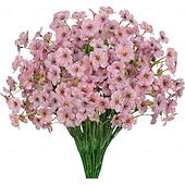 ieftine Flori Artificiale-12 pachete flori artificiale rezistente la UV, plante de exterior, care nu se decolorează, arbuști artificiali din plastic, flori artificiale de mătase, jardinieră, verandă, decorațiuni interioare