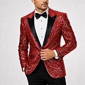 abordables Blazers et vestes-Blazer à paillettes pour homme, veste décontractée rétro disco des années 70, couleur unie, simple boutonnage, un bouton, noir, or, argent, rouge, bleu