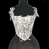preiswerte Oberteile-Mittelalterlich Renaissance Korsett Überbrustkorsett Mieder Edelfrau Schnürung Stickerei Kostüm Damen Fantasie königlich Halloween Karneval Alltagstauglich Renaissance-Messe LARP Erwachsene Korsett