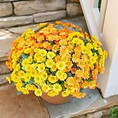  Margaritas artificiales para decoración exterior, 6 ramos de flores artificiales para macetas exteriores, flores de seda resistentes a los rayos UV para la puerta principal, el porche y el patio.