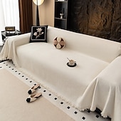 cheap Sofa Cover-Premium Chenille Sectional Sofa Towel - Elegant Solid Throw Cover - Anti-Slip Universal Furniture Slipcover for Year-Round Use
