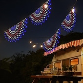  Luci decorative a forma di bandiera americana per il 250° anniversario degli Stati Uniti e il 4 luglio – luci a stringa a semivento super luminose, impermeabili IP44 per interni &all'aperto, festività