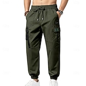 economico Pantaloni cargo-Per uomo Pantaloni Cargo Joggers Pantaloni Coulisse Elastico in vita Multi-tasche Tinta unica Antivento Comodità Quotidiano All'aperto Ferie Streetwear Elegante Cachi Nero Inelastico
