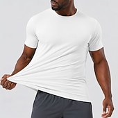 رخيصةأون القمصان الأساسية-رجالي تي شيرت تي الأعلى كم قصير رقبة عالية مدورة الصيف الربيع سهل كاجوال رياضية سرعة الجفّ ضعيف فضفاض مناسب للبس اليومي الرياضة أزرق فاتح أسود أبيض تي شيرت للرجال