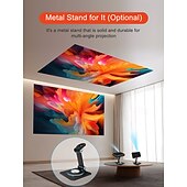 abordables Projecteurs-Mini projecteur DLP intelligent sous Android, décodage 4K HD, compatible 3D, projecteur de poche portable avec Wi-Fi 5 GHz et Bluetooth, correction trapézoïdale, commande tactile, trépied et