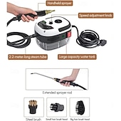 ieftine Produse de curatat-Aparat de curățat cu abur sub presiune portabil de 2500 W, cu 6 viteze mari de curățare cu abur sub presiune și temperatură, cu 3 capete de perie pentru curățarea mașinii, casei și bucătăriei