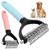 abordables Cuidado del cabello-2 peines profesionales nuevos para eliminar el pelo de gatos, cepillos para el aseo de perros, herramientas para la muda de pelo de cachorros, peines para recortar el pelaje de mascotas