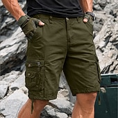 baratos Clássico-Homens Bermuda Cargo Shorts de trabalho Shorts de Trilha Perna Cordão Bolso multi 6 Bolso Tecido Curto Casual Esportes Para Noite Roupa de rua Clássico Azul Cáqui Sem Elasticidade