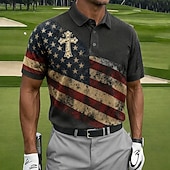  Amerikan itsenäisyyspäivä Miesten Yhdysvaltain Yhdysvaltain lippu Polo Poolopaidat Lyhythihainen Poolopaidat Kauluskäänne Business Casual Urheilu- ja treenivaatteet Arki-asut 3D-tulostus Napit Kevät