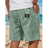 abordables Vacances-Homme Shorts Shorts en Lin Shorts d'été Shorts de plage Cordon de serrage Taille Élastique Uni Confort Respirant Longueur Genou Occasionnel Quotidien Extérieur ancien Vacances Gris blanc bleu marine
