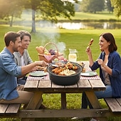 billige Grills og utendørs kokk-4-delt kullgrillsett i rustfritt stål, bærbar sammenleggbar kullgrill, multifunksjonell innendørs utendørs kjøttstekehylle, essensielt grillverktøy for familiesammenkomster, uunnværlig