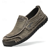 cheap Slip-On Casual Shoes-Men's Gray Slip-On Casual Loafers Lightweight Comfort Walking Shoes Soft Rugged Everyday Footwear for Daily Wear, Travel, Driving, Outdoor Leisure and Weekend Relaxation