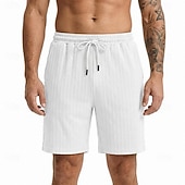 cheap Casual Shorts-Men's Shorts Summer Shorts Beach Shorts Casual Shorts Jacquard Pocket Elastic Waist Plain Comfort Breathable Knee Length Outdoor Beach Vacation Vacation Fashion Khaki Black Micro-elastic