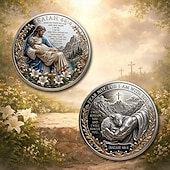 abordables Fournitures pour fêtes-Pièce commémorative biblique, inspirée d'Isaïe 46:4, représentant un agneau. Jeton religieux inspirant, idéal pour la prière, le baptême, l'église ou comme souvenir chrétien.