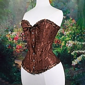 cheap Tops-Medieval Renaissance Corset Overbust Corset Noblewoman Jacquard Lace up Floral Fancy Dress Women's Royal Halloween Carnival Renaissance Fair LARP Adults' Corset Spring &amp; Summer