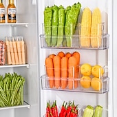 abordables Almacenamiento para la cocina-4PCS Crystal Clear Freezer Storage Bins with Handles, Stackable Deep Freezer Organizer Containers for Upright and Chest Freezer, Refrigerator Drawer Organizer Baskets for Meat, Vegetables, Frozen Food