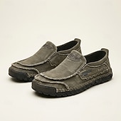 cheap Slip-On Casual Shoes-Men's Gray Slip-On Casual Loafers Lightweight Comfort Walking Shoes Soft Rugged Everyday Footwear for Daily Wear, Travel, Driving, Outdoor Leisure and Weekend Relaxation