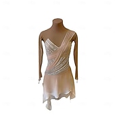 baratos Vestidos de Patinação Artística-Vestidos para Patinação Artística Mulheres Para Meninas Patinação no Gelo Vestidos Rosa claro Thumbhole Detalhes e Estampas Elasticidade Alta Profissional Competição Roupa para Patinação Térmico