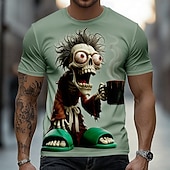 お買い得  3D Tシャツ-男性用 スカル ゾンビ Tシャツ 半袖 Tシャツ 3Dプリント クルーネック シャツ ファッション 誇張された カジュアル 日常 ストリート ブルー ホワイト パープル 夏 春 衣類 S M L XL XXL XXXL