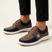 abordables Zapatos Informales con Cordones-Zapatillas deportivas de hombre con cordones y bloques de color, calzado ligero e informal para caminar, ideal para viajes, uso diario y conjuntos de fin de semana.