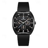 abordables Relojes de Cuarzo-Reloj de lujo para hombre, cronógrafo cuadrado de moda, reloj de pulsera de cuarzo para hombre, resistente al agua, deportivo, casual, con correa de silicona, luminoso, multifunción, correa marrón,