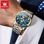 preiswerte Mechanische Uhren-Luxuriöse, automatische Herrenuhr, zweifarbiges Edelstahlgehäuse, blaues Zifferblatt im Skelett-Tourbillon-Stil, selbstaufziehende Business-Armbanduhr mit Großdatum, 24-Stunden-Anzeige, wasserdicht