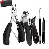 voordelige Persoonlijke Verzorging &amp; Gezondheid-Set van 5 roestvrijstalen nagelknippers, grote teennagelknipper met antislip rubberen handvat, scherpe messen, anti-spat vingernagelknipper voor dikke nagels