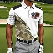  Camiseta Polo Masculina Camuflada de Golfe 250ª Camisetas Polo de Manga Curta Camisas de Gola Casual Moda Atleta Impressão 3D Botões Malha Respirável Primavera e Verão Branco 1 Branco Branco 2