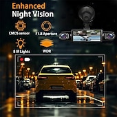 economico DVR per auto-Telecamera da cruscotto a 3 canali per abitacolo anteriore e posteriore, telecamera per auto tripla 1080p con obiettivo girevole, telecamera da cruscotto HD per auto, sensore G, registrazione in loop,