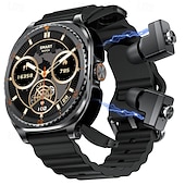 abordables Relojes inteligentes-Reloj inteligente 2 en 1 con auriculares, reloj inteligente con auriculares Bluetooth integrados para música. &amp;Llamadas, monitor de actividad física con pantalla táctil HD para hombres y mujeres,