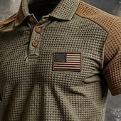 levne Pánské klasické polo-Pánské Golfová košile Vaflové pletené polo tričko Ležérní Obchod Klasický Krátký rukáv Vinobraní Módní Pevná barva Slátanina Retro styl Léto Jaro Celý rok Běžný Armádní zelená Golfová košile