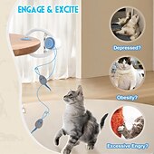 economico Giochi per gatti-Giocattolo interattivo per gatti da interno, giocattolo intelligente ricaricabile tramite USB da appendere alla porta, retrattile automatico, giocattolo elettronico per gatti con piume e cordino, con
