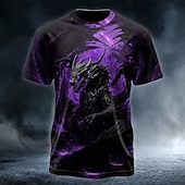  男性用 ドラゴン Tシャツ 半袖 Tシャツ 3Dプリント クルーネック シャツ ゴシック 暗い ストリート ダークパーティー ブルー ルビーレッド パープル オールシーズン 衣類 S M L XL XXL XXXL