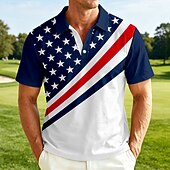  4 de julio de 2026, 250 aniversario Hombre Bandera estadounidense de los Estados Unidos Camisetas polo Manga Corta Camisas de polo Camisas con cuello Casual Ropa Deportiva Atuendo para festival
