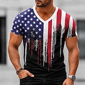  4 يوليو 2026، الذكرى 250 رجالي نجمة علم الولايات المتحدة الأمريكية تي شيرت كم قصير تي شيرت طباعة ثلاثية الأبعاد V رقبة قميص وطنية مناسب للبس اليومي مهرجان أزرق أسود أحمر للربيع والصيف ملابس S M L XL